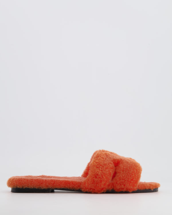 Hermès Orange Sunset Wool Oran Sandals Size EU 38.5