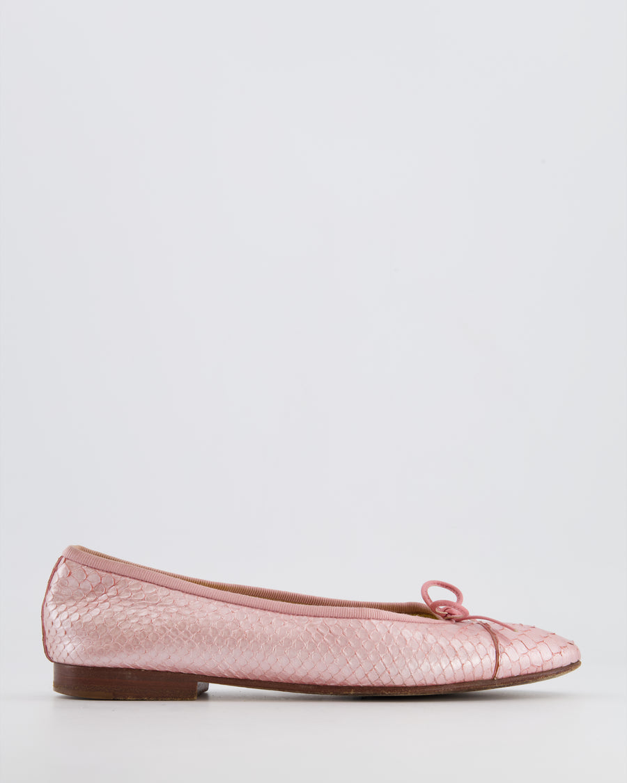 Chanel Pink Iridescent Python Ballerina Size 38C