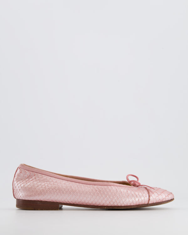Chanel Pink Iridescent Python Ballerina Size 38C