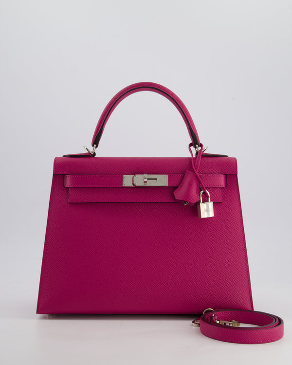 Hermès Kelly 28cm Sellier Bag in Rose Pourpre Epsom Leather with Palladium Hardware
