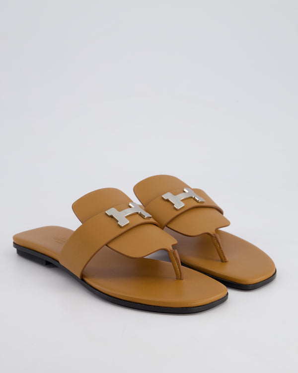 Hermès Biscuit Galerie Sandals with The H Paris Buckle in Palladium Hardware Size EU 37