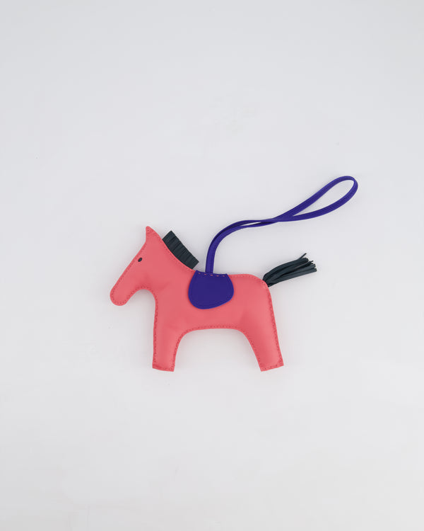 Hermès Rodeo GM Bag Charm in Rose Azalée, Vert Cyprès & Bleu Electrique Milo Leather