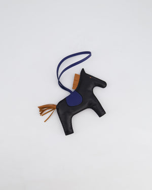 Hermès Rodeo GM Bag Charm in Noir, Gold & Bleu Saphir Milo Leather