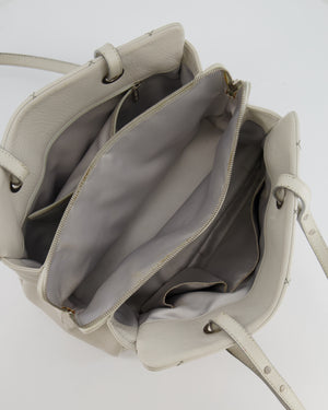 Chanel Light Grey Matelasse Leather Shoulder Tote Bag with Silver Hardware