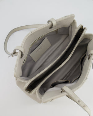 Chanel Light Grey Matelasse Leather Shoulder Tote Bag with Silver Hardware