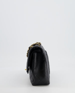 *HOT* Chanel Black Medium Classic Double Flap Bag in Caviar Leather with Gold Hardware