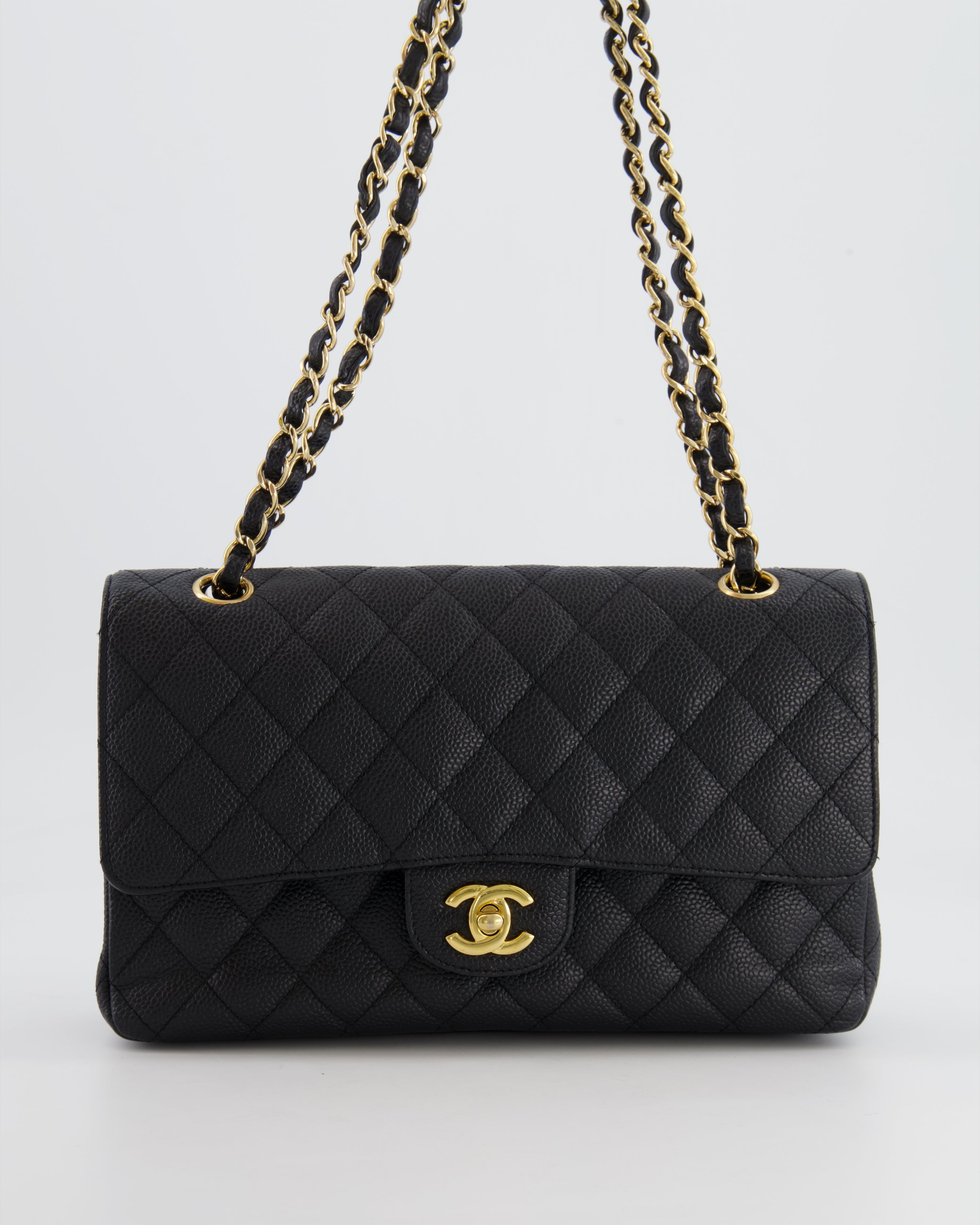 Chanel 21P Black Calfskin Leather CC Logo Quilted Zipper Mid