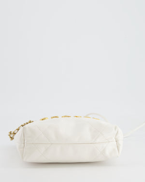 *HOT* Chanel Mini 22 Bag in White Calfskin Leather with Brushed Gold Hardware