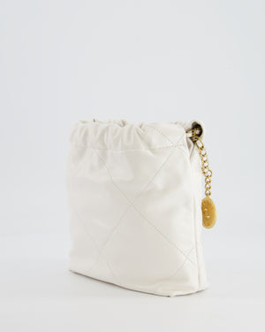 *HOT* Chanel Mini 22 Bag in White Calfskin Leather with Brushed Gold Hardware