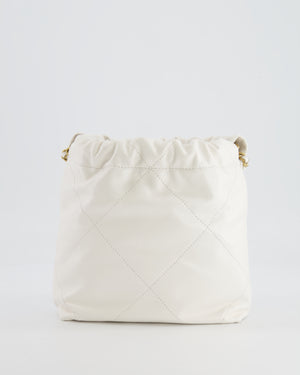 *HOT* Chanel Mini 22 Bag in White Calfskin Leather with Brushed Gold Hardware