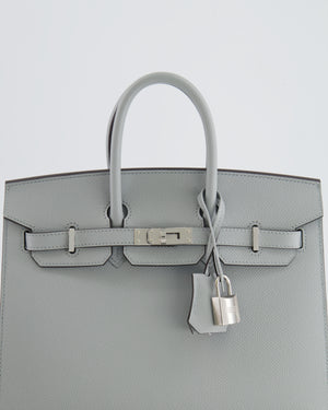 *RARE* Hermès Birkin 25cm Sellier Bag in Bleu Glacier Epsom Leather with Palladium Hardware