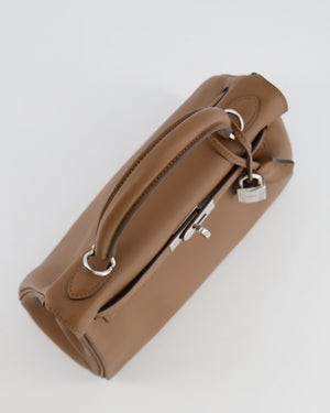 Hermès Kelly 25cm Retourne Verso Bag in Biscuit Swift Leather with Gris Tourterelle Interior and Palladium Hardware