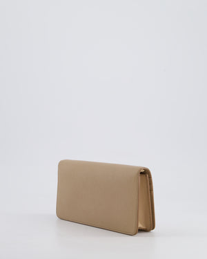Prada Beige Saffiano Leather Wallet On Chain with Gold Hardware