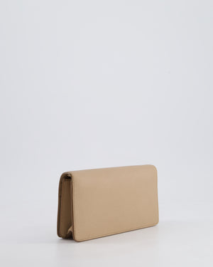 Prada Beige Saffiano Leather Wallet On Chain with Gold Hardware