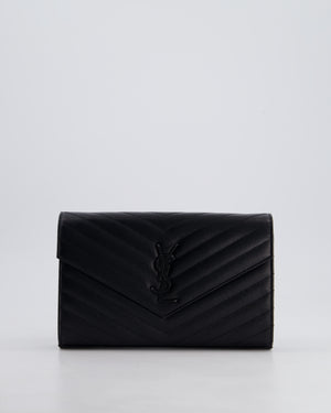 Saint Laurent Black Cassandre Envelope Chain Bag in Matelassé Textured-leather Black Hardware RRP £870