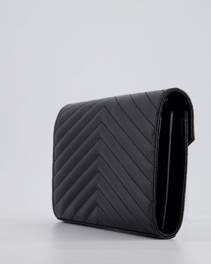 Saint Laurent Black Cassandre Envelope Chain Bag in Matelassé Textured-leather Black Hardware RRP £870