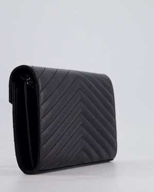 Saint Laurent Black Cassandre Envelope Chain Bag in Matelassé Textured-leather Black Hardware RRP £870