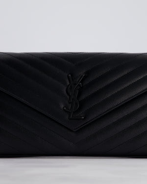 Saint Laurent Black Cassandre Envelope Chain Bag in Matelassé Textured-leather Black Hardware RRP £870