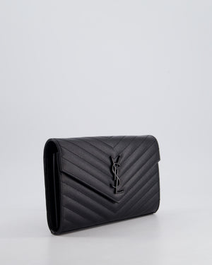 Saint Laurent Black Cassandre Envelope Chain Bag in Matelassé Textured-leather Black Hardware RRP £870