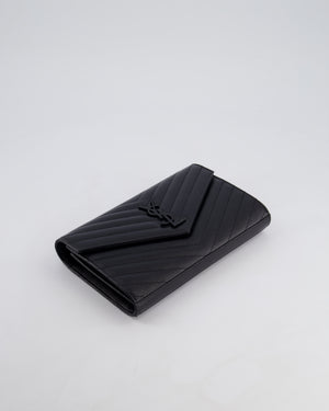 Saint Laurent Black Cassandre Envelope Chain Bag in Matelassé Textured-leather Black Hardware RRP £870
