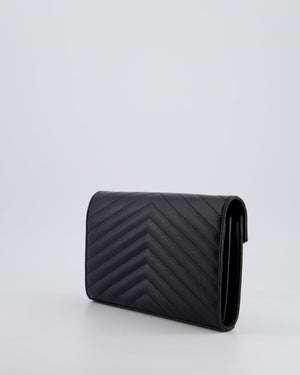 Saint Laurent Black Cassandre Envelope Chain Bag in Matelassé Textured-leather Black Hardware RRP £870