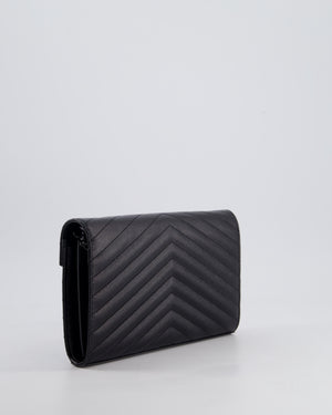 Saint Laurent Black Cassandre Envelope Chain Bag in Matelassé Textured-leather Black Hardware RRP £870
