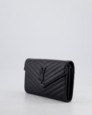 Saint Laurent Black Cassandre Envelope Chain Bag in Matelassé Textured-leather Black Hardware RRP £870