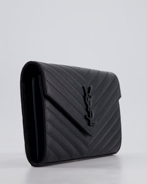 Saint Laurent Black Cassandre Envelope Chain Bag in Matelassé Textured-leather Black Hardware RRP £870
