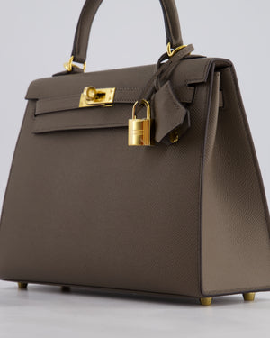 *RARE* Hermès Kelly Sellier Bag 25cm in Gris Etain Epsom Leather with Gold Hardware