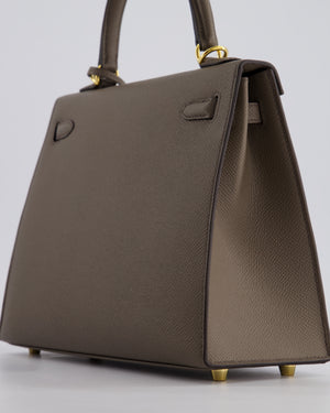 *RARE* Hermès Kelly Sellier Bag 25cm in Gris Etain Epsom Leather with Gold Hardware