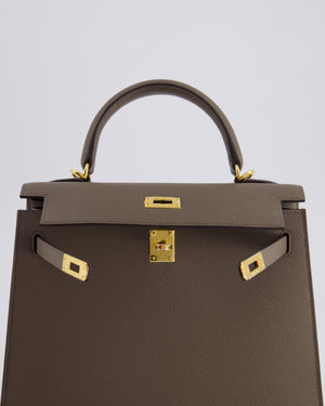 *RARE* Hermès Kelly Sellier Bag 25cm in Gris Etain Epsom Leather with Gold Hardware
