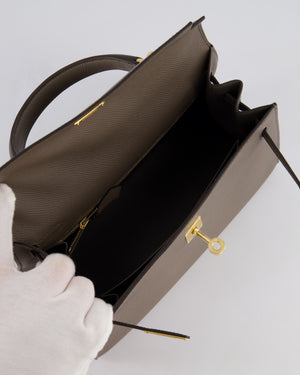 *RARE* Hermès Kelly Sellier Bag 25cm in Gris Etain Epsom Leather with Gold Hardware