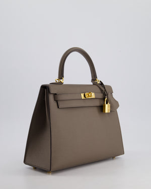 *RARE* Hermès Kelly Sellier Bag 25cm in Gris Etain Epsom Leather with Gold Hardware