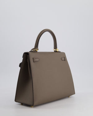 *RARE* Hermès Kelly Sellier Bag 25cm in Gris Etain Epsom Leather with Gold Hardware