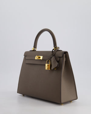 *RARE* Hermès Kelly Sellier Bag 25cm in Gris Etain Epsom Leather with Gold Hardware