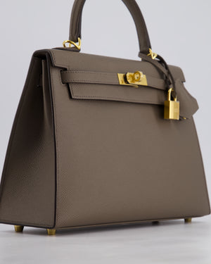 *RARE* Hermès Kelly Sellier Bag 25cm in Gris Etain Epsom Leather with Gold Hardware