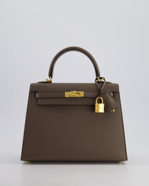 *RARE* Hermès Kelly Sellier Bag 25cm in Gris Etain Epsom Leather with Gold Hardware
