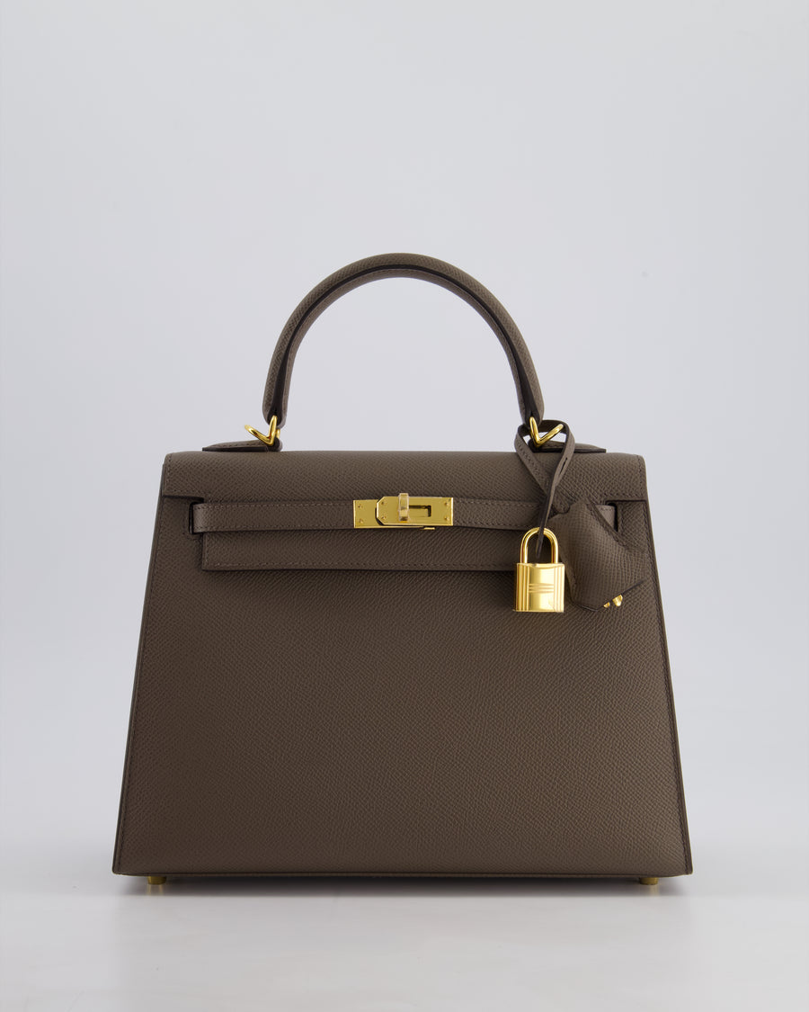 *RARE* Hermès Kelly Sellier Bag 25cm in Gris Etain Epsom Leather with Gold Hardware
