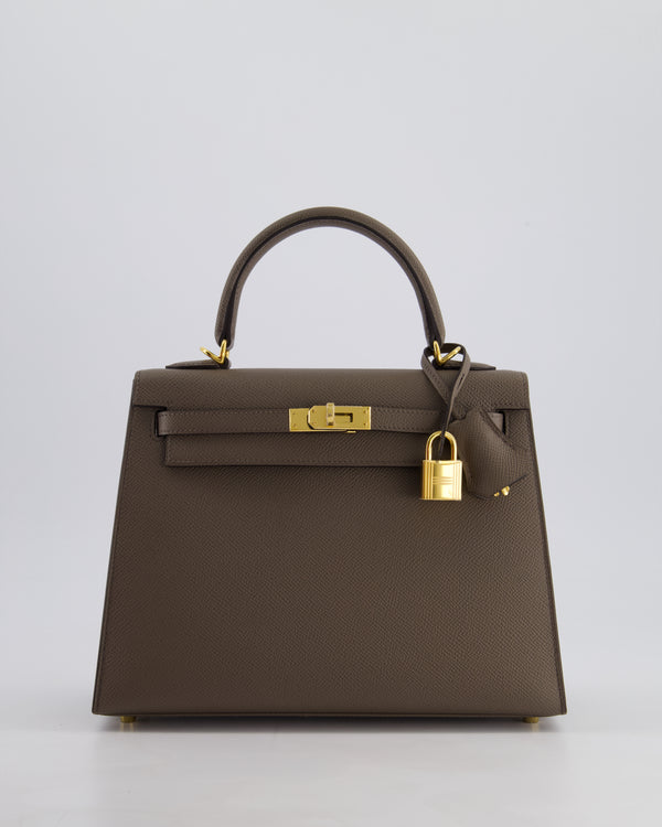 *RARE* Hermès Kelly Sellier Bag 25cm in Gris Etain Epsom Leather with Gold Hardware