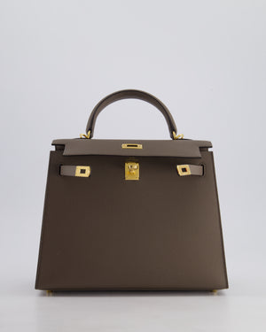 *RARE* Hermès Kelly Sellier Bag 25cm in Gris Etain Epsom Leather with Gold Hardware