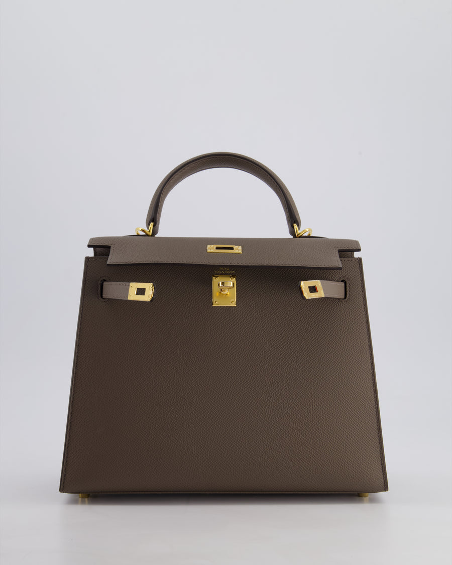 *RARE* Hermès Kelly Sellier Bag 25cm in Gris Etain Epsom Leather with Gold Hardware