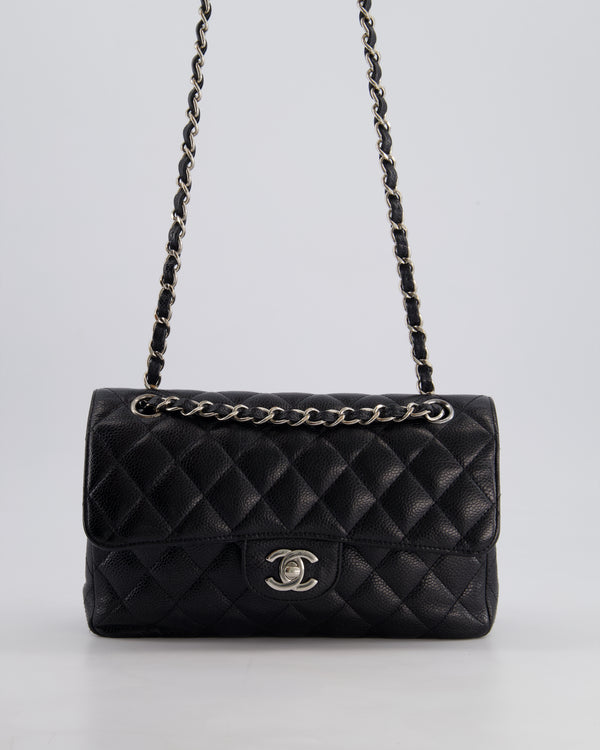 *FIRE PRICE* Chanel Black Small Classic Double Flap Bag in Caviar Leather with Silver Hardware RRP £8,850