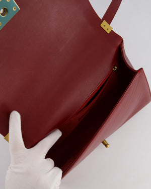 Chanel Burgundy Medium Boy Bag in Lamsbskin Leather with Antique Gold Hardware