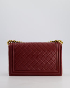 Chanel Burgundy Medium Boy Bag in Lamsbskin Leather with Antique Gold Hardware