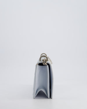 Christian Dior Baby Blue Small Diorama Flap Bag in Grained Calfskin Leather with Silver Hardware