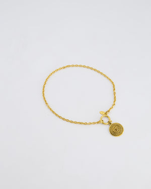 Chanel Vintage Gold Chocker Necklace With CC Medallion Pendant
