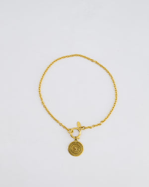 Chanel Vintage Gold Chocker Necklace With CC Medallion Pendant
