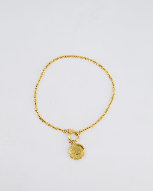 Chanel Vintage Gold Chocker Necklace With CC Medallion Pendant