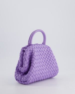 Bottega Veneta Pastel Purple Intrecciato Leather Top Handle Bag with Strap