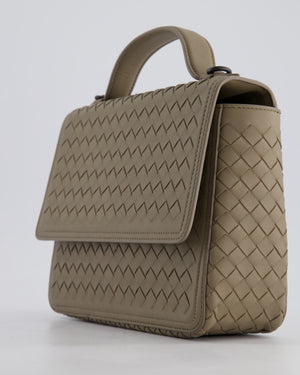 Bottega Veneta Grey Alumna Intrecciato Leather Handle Bag with Strap Detail